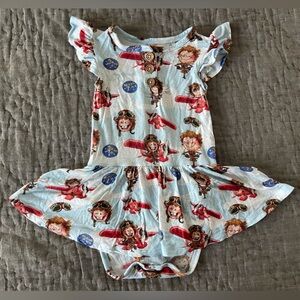 Posh Peanut Amelia Earhart Ruffled Cap Sleeve Henley Skirted Bodysuit 18-24m